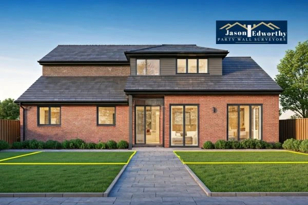 Home extension focusing on boundary line Northamptonshire